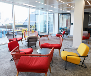 Clean commercial lobby maintained by professional cleaning services