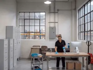 professional warehouse cleaning schedule and floor maintenance in an industrial warehouse facility