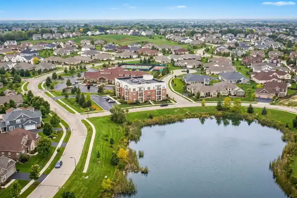 New Lenox Illinois commercial districts along Route 30 and Silver Cross Hospital campus in Will County — janitorial services for healthcare facilities, industrial parks, and commercial corridors