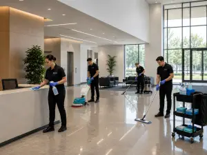 Consistent janitorial crew cleaning a corporate office facility along the I-88 corridor in Naperville, DuPage County, Illinois