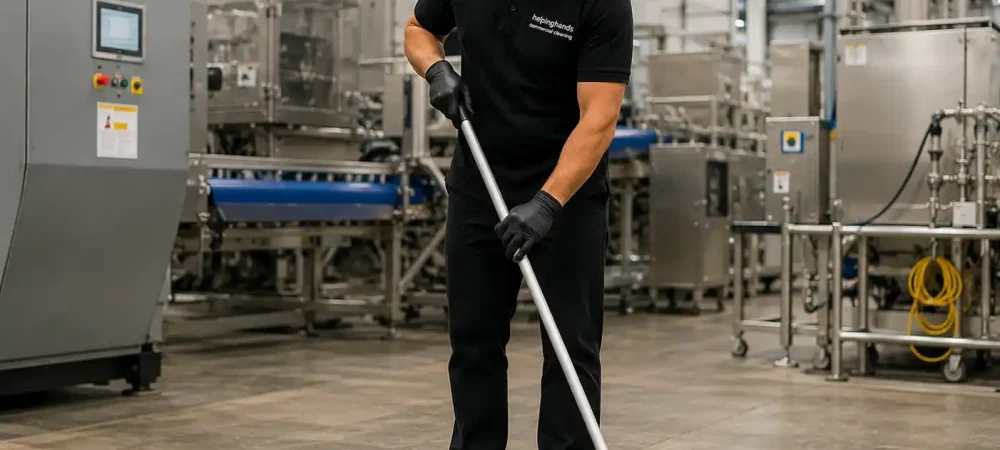 Direct-hire industrial cleaning technician maintaining a manufacturing facility in Elk Grove Village, Cook County, Illinois