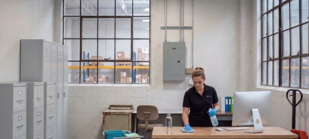 professional warehouse cleaning schedule and floor maintenance in an industrial warehouse facility
